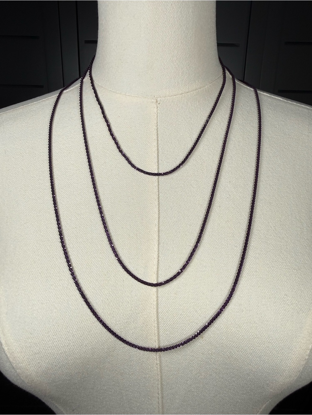Milor Italy 925 Sterling Silver Purple Layering Necklaces Set of 3